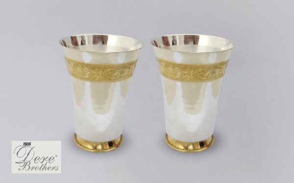 Bank Silver Glass with Nakshi Design Crown with Gold polish
