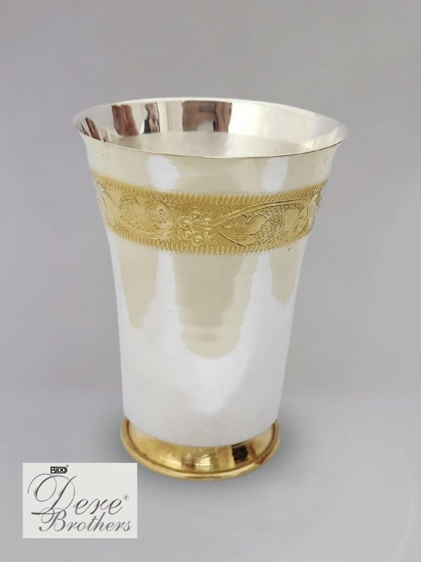 Bank Silver Glass with Nakshi Design Crown with Gold polish - Image 2