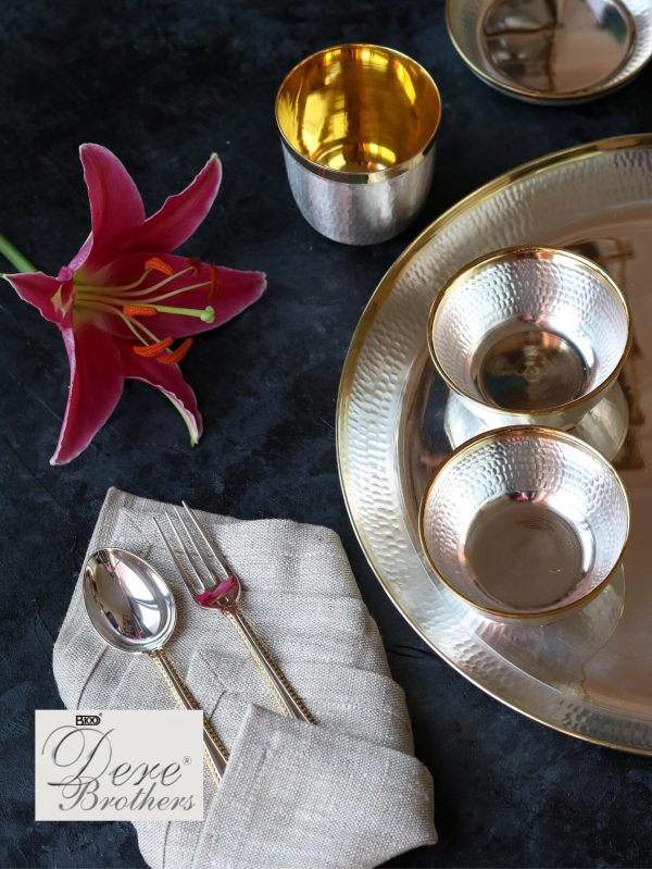 Dere Design Hammered Dinner Set with Gold Plating - Image 4