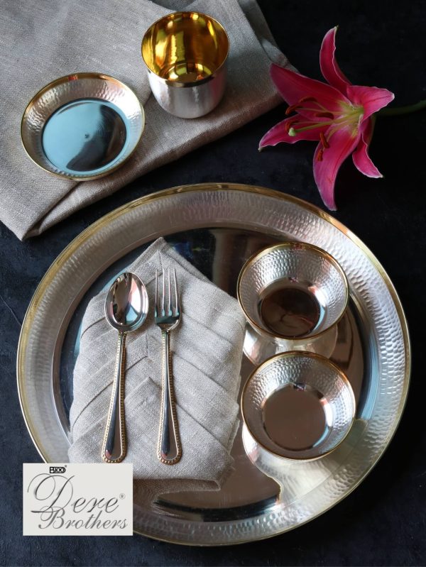 Dere Design Hammered Dinner Set with Gold Plating