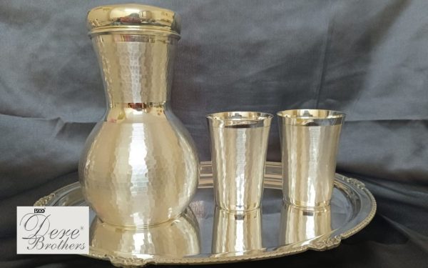 Hammered 99% Bedside Jug Bottle With Inbuilt glass