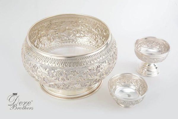 Hammered Nakshi Budha Belly Bowl Set with Ice cream bowls