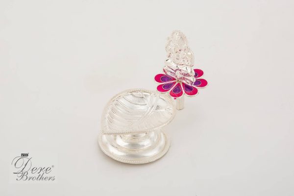 Ganesh Handle Pink Flower and Leaf Diya