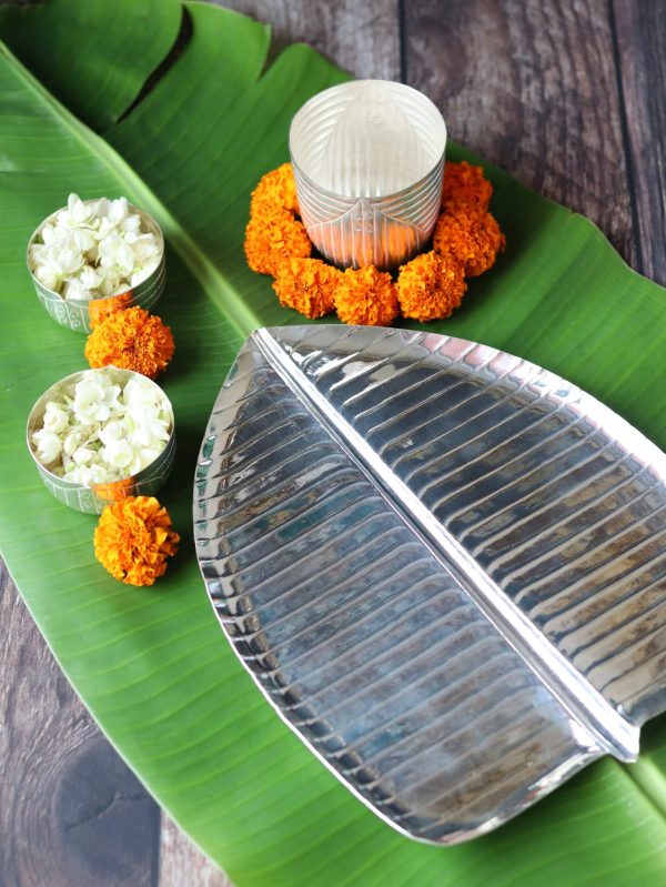Pooja Thali Banana Leaf Set with Leaf Bowl