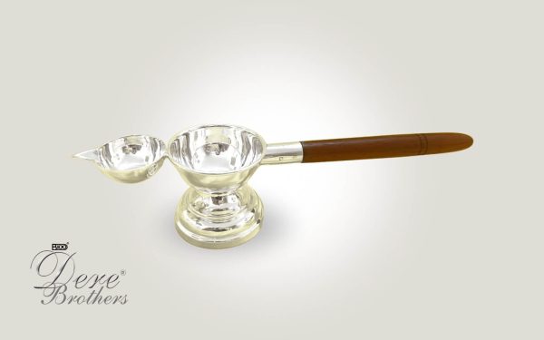 Pooja Diya & Dhoop Holder, with Wood Handle